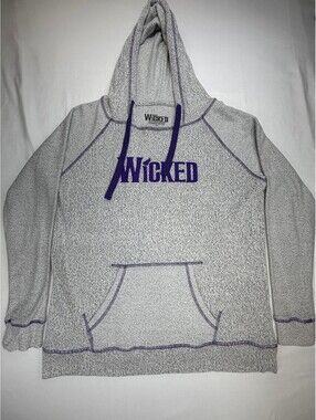 Wicked Men's Hoodie Pullover Sweatshirt Graphic Kangaroo Pockets Size Large Grey